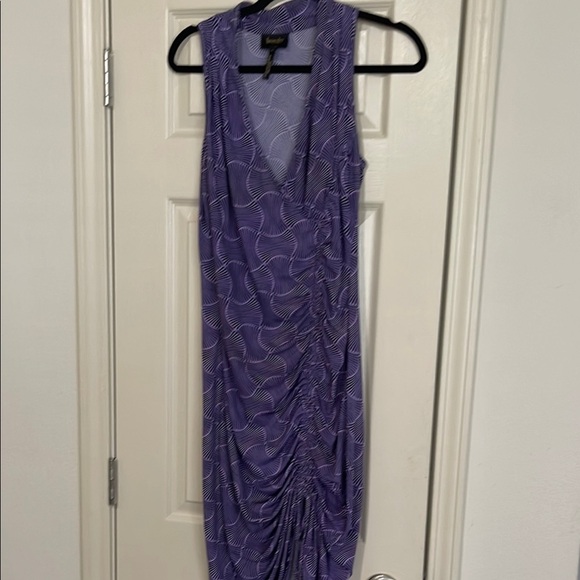 Purple Ruched Maxi Dress V-neck Sleeveless - Picture 1 of 6